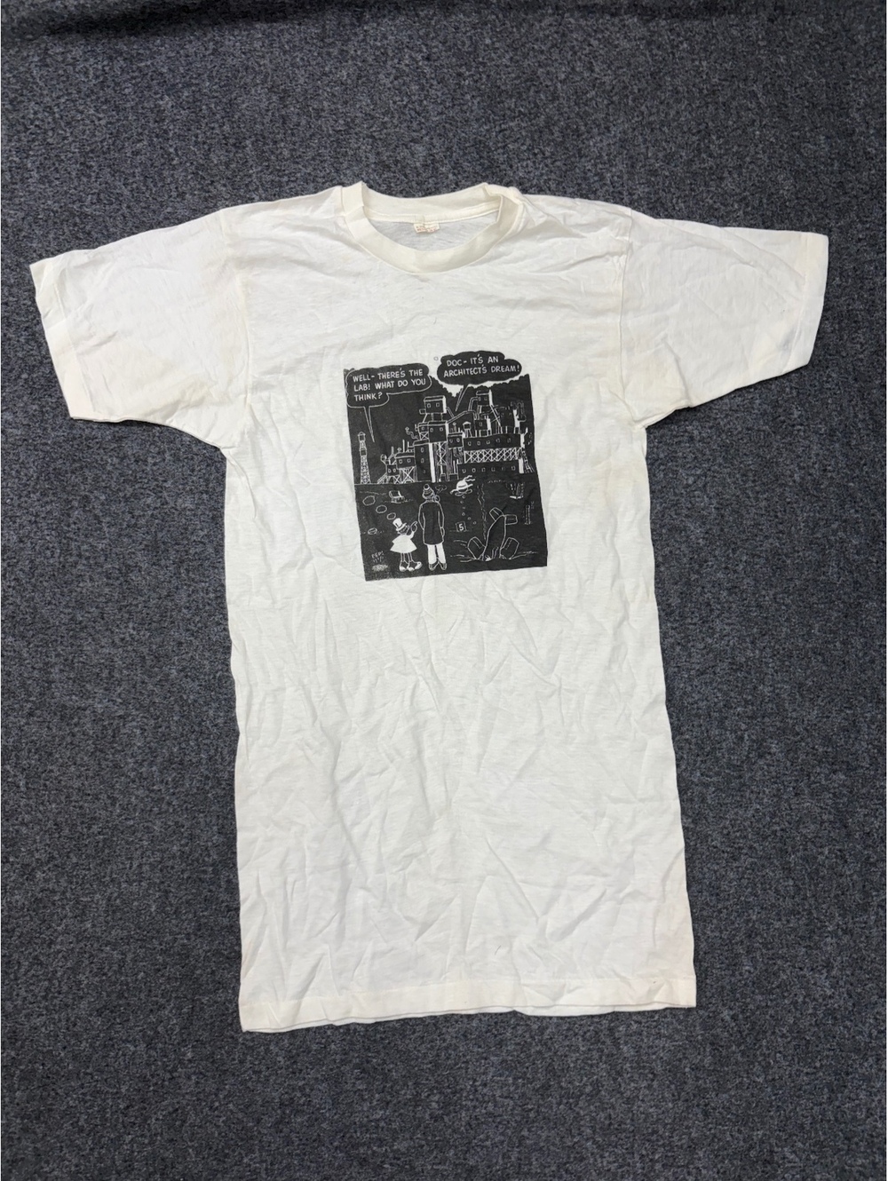 Vintage White Graphic T-Shirt Medium 38-40 USA Made